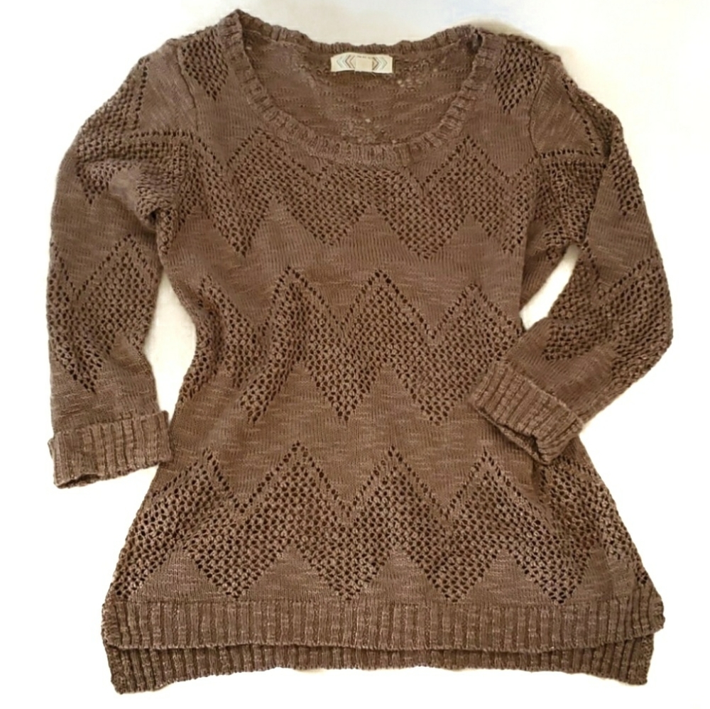 Pink Rose Brown Chevron Sweater